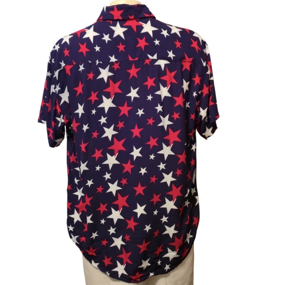 EIGTH AVENUE Mens Casual Red White And Blue Stars Button Down Shirt Size Large - Picture 5 of 10